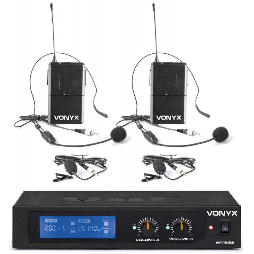 Vonyx WM522B Micro VHF 2CH 2BP+headset