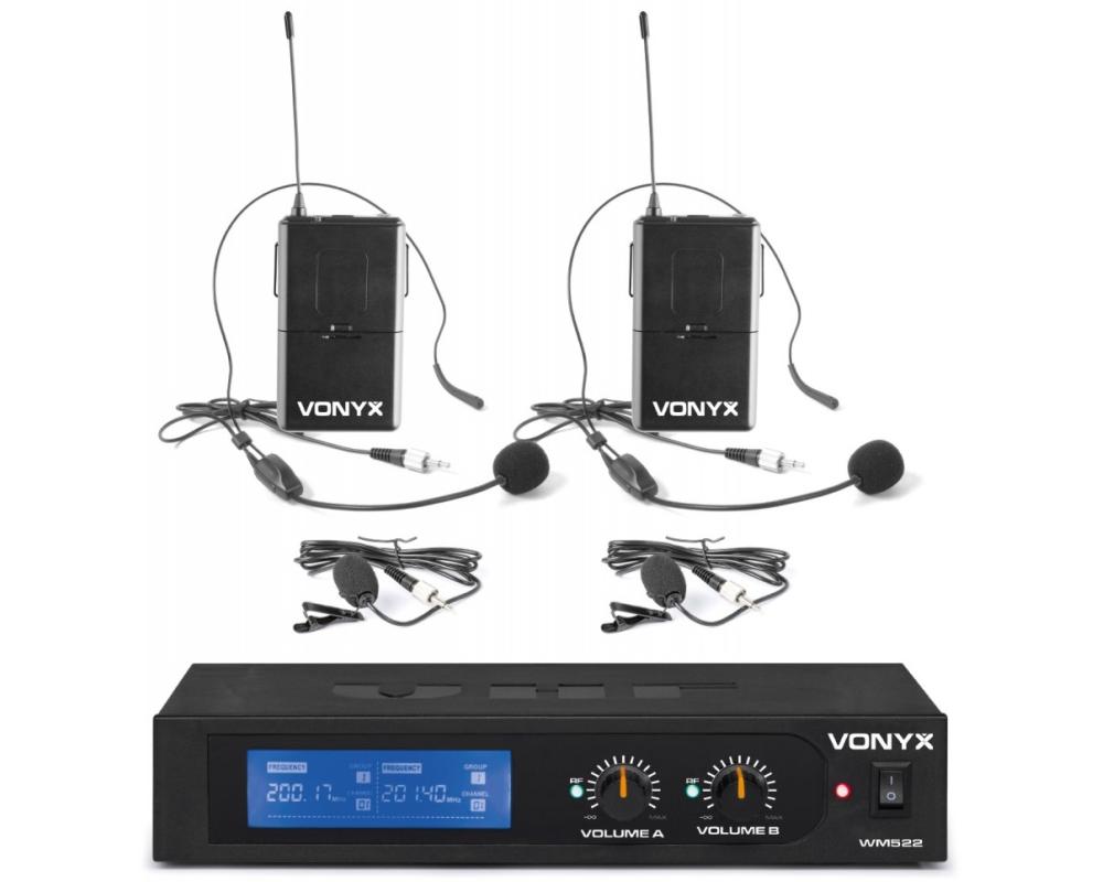 Vonyx WM522B Micro VHF 2CH 2BP+headset