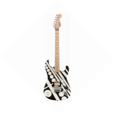 EVH Striped Series Circles, Maple Fingerboard, Satin White and Black