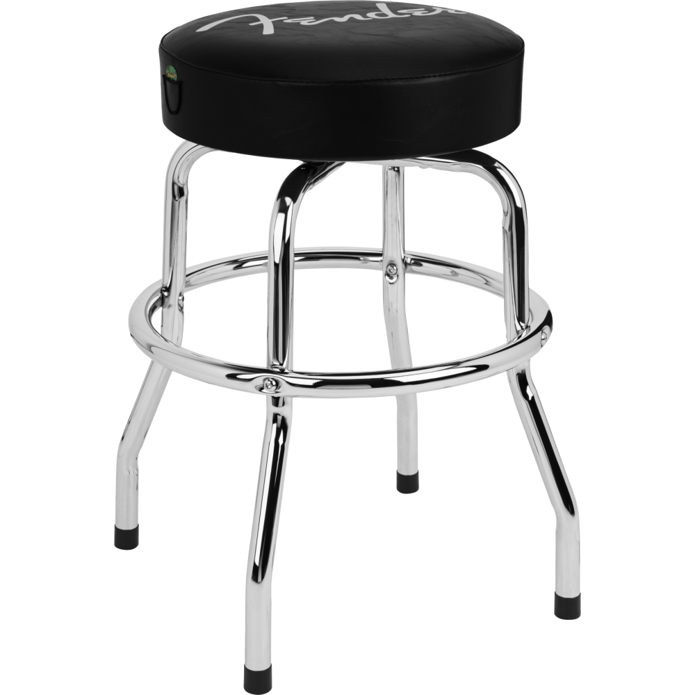 Fender Spaghetti Logo Pick Pouch Barstool, Black/Chrome, 24 inch