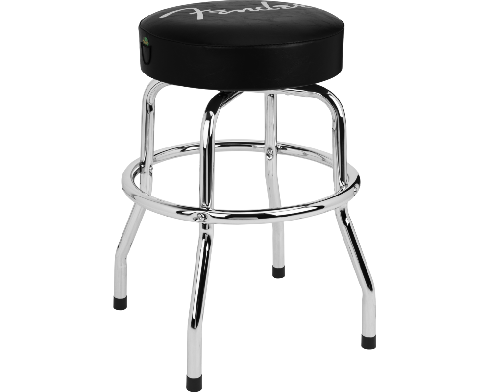 Fender Spaghetti Logo Pick Pouch Barstool, Black/Chrome, 24 inch