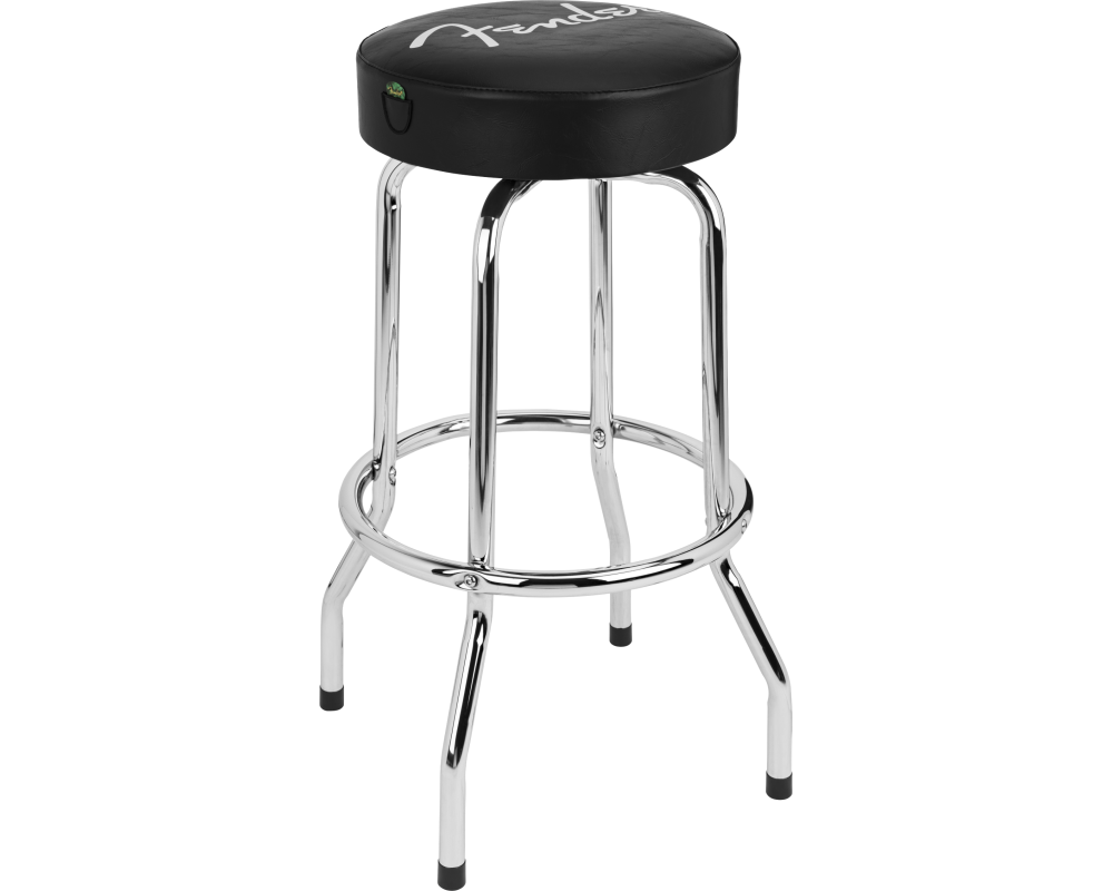 Fender Spaghetti Logo Pick Pouch Barstool, Black/Chrome, 30 inch