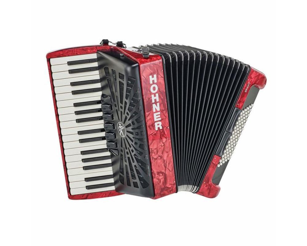 Hohner Bravo III 72 Baixos Red silent key