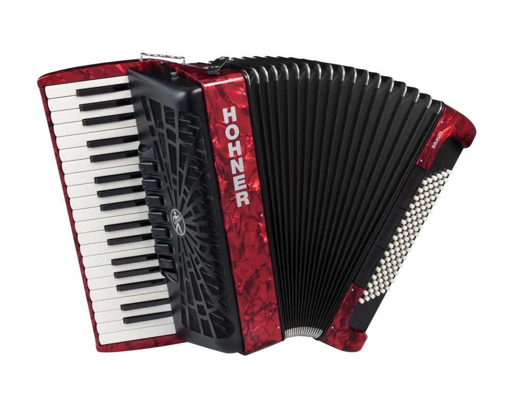 Hohner Bravo III 96 silent key Red