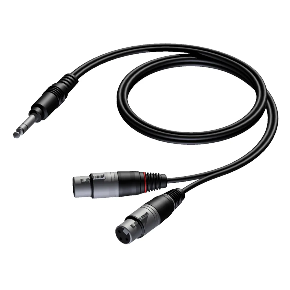 Procab CAB734/1.5 - 6.3 mm Jack Male Stereo - 2 x XLR Female 1.5m