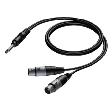 Procab CAB734/1.5 - 6.3 mm Jack Male Stereo - 2 x XLR Female 1.5m