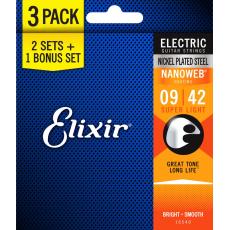 Elixir 16540 Nanoweb Electric 09-42 - 3 Pack