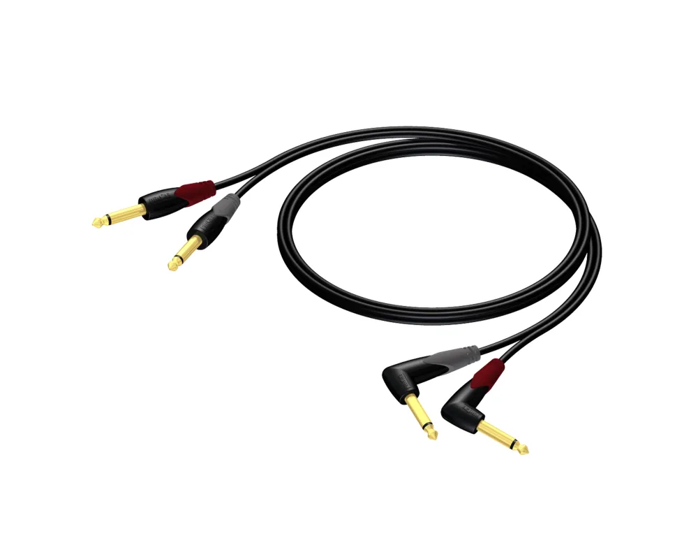 Procab CLA603/3 - 2 x Jack Male Mono / 2 x Jack Male Mono Angled 3m