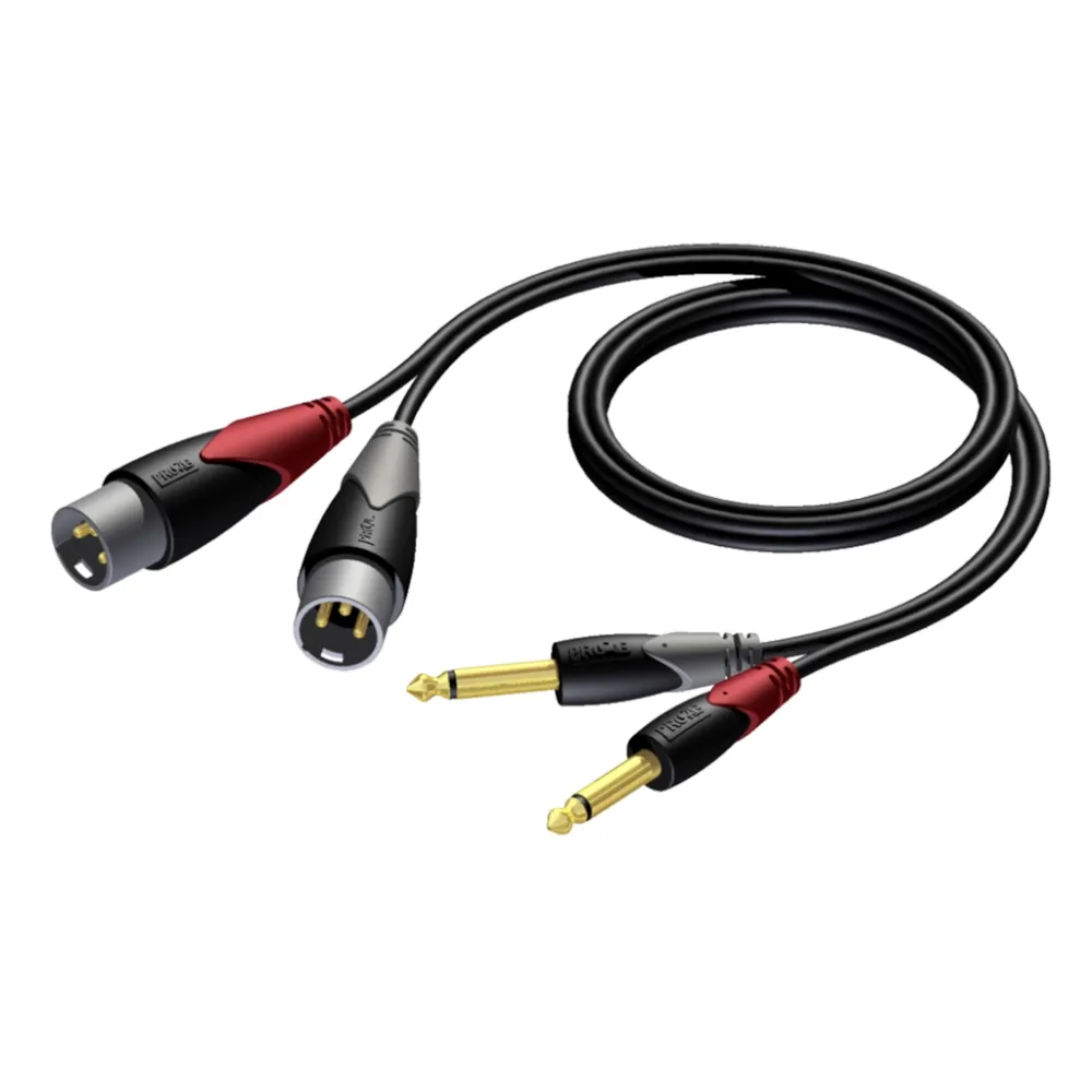 Procab CLA708/3 - 2 x XLR male - 2 x 6.3 mm Jack male mono 3m