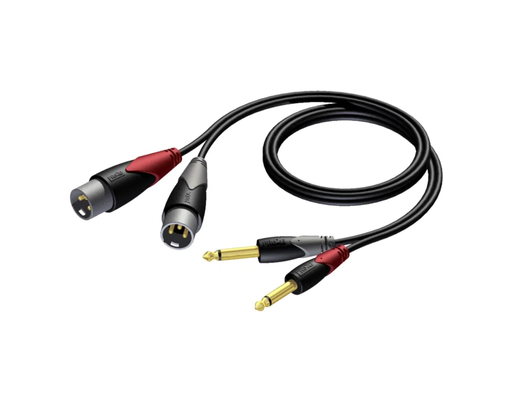 Procab CLA708/3 - 2 x XLR male - 2 x 6.3 mm Jack male mono 3m
