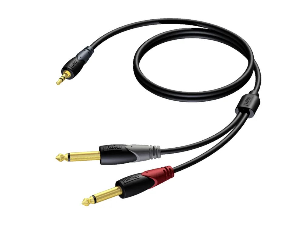 Procab CLA713/1.5  3.5 mm Jack male stereo - 2 x 6.3 mm Jack male mono 1.5m