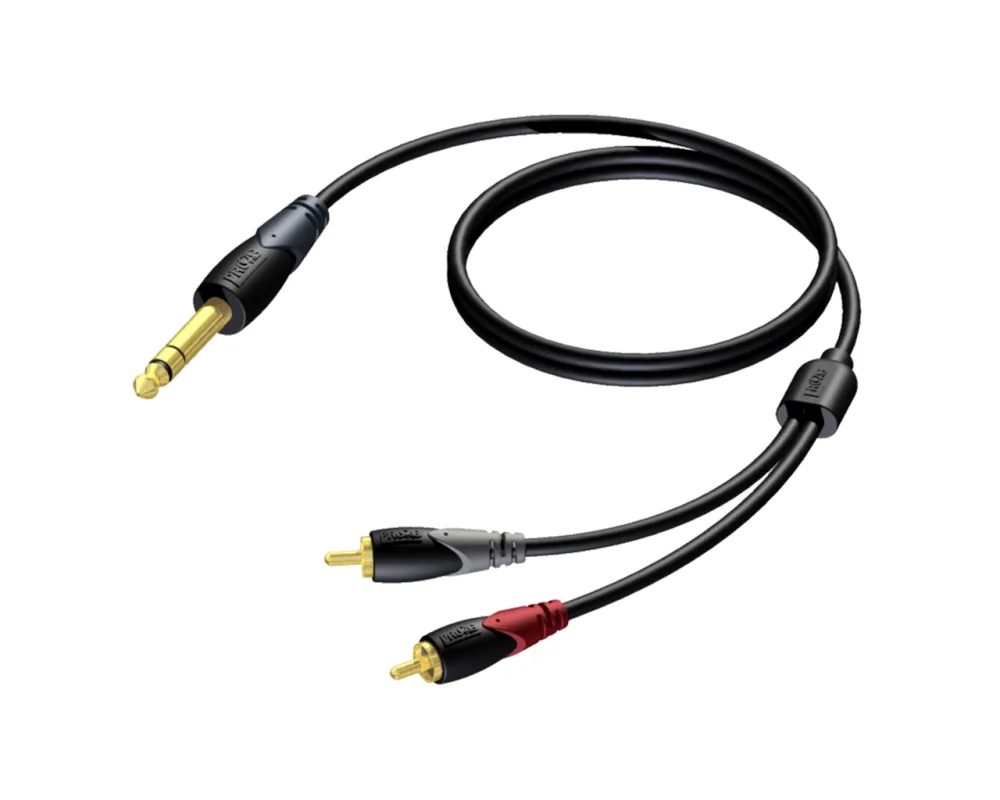 Procab CLA719/3 - 6.3 mm Jack male stereo - 2 x RCA/Cinch male 3m