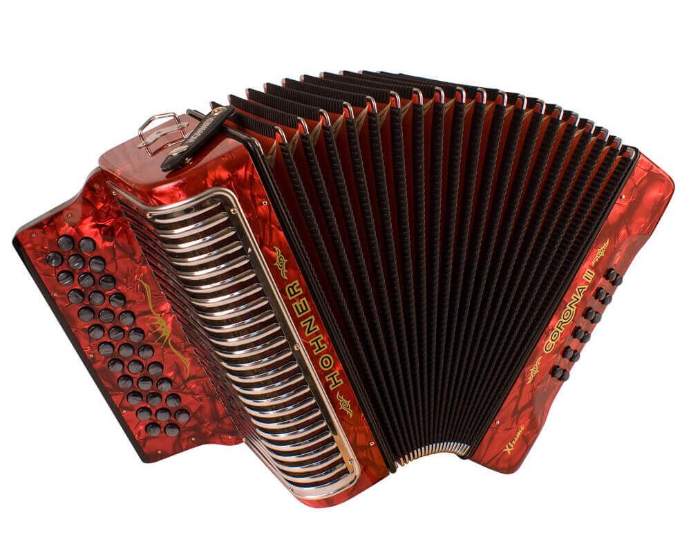 Hohner Concertina Corona II Xtreme GCF Red with bag (Sol Dó Fá)