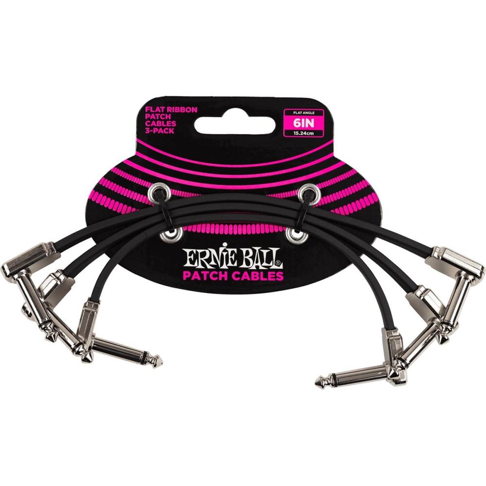 Ernie Ball 6221 Flat Ribbon Patch Cables 15cm 3-Pack