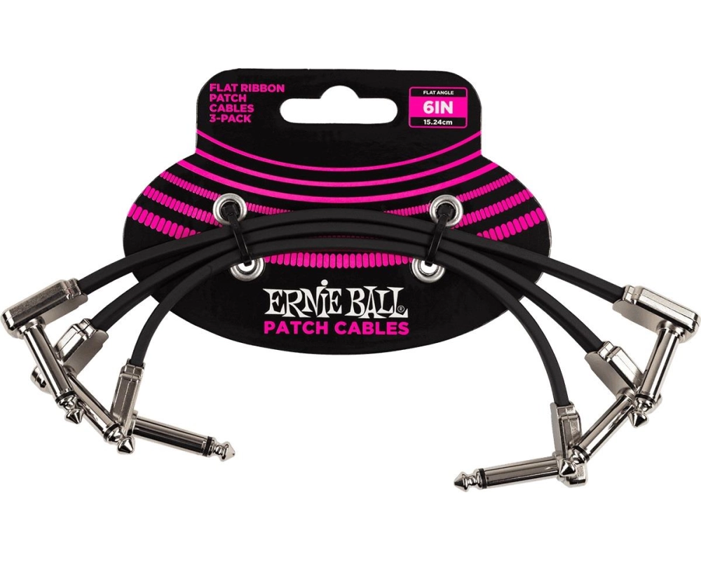 Ernie Ball 6221 Flat Ribbon Patch Cables 15cm 3-Pack
