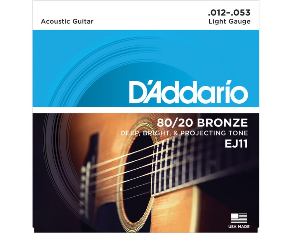 Daddario EJ11  12-53 Light, 80/20 Bronze Acoustic Guitar Strings