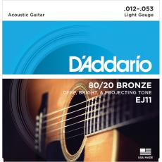 Daddario EJ11  12-53 Light, 80/20 Bronze Acoustic Guitar Strings