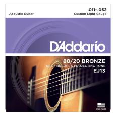 Daddario EJ13 11-52 Custom Light, 80/20 Bronze Acoustic Guitar Strings