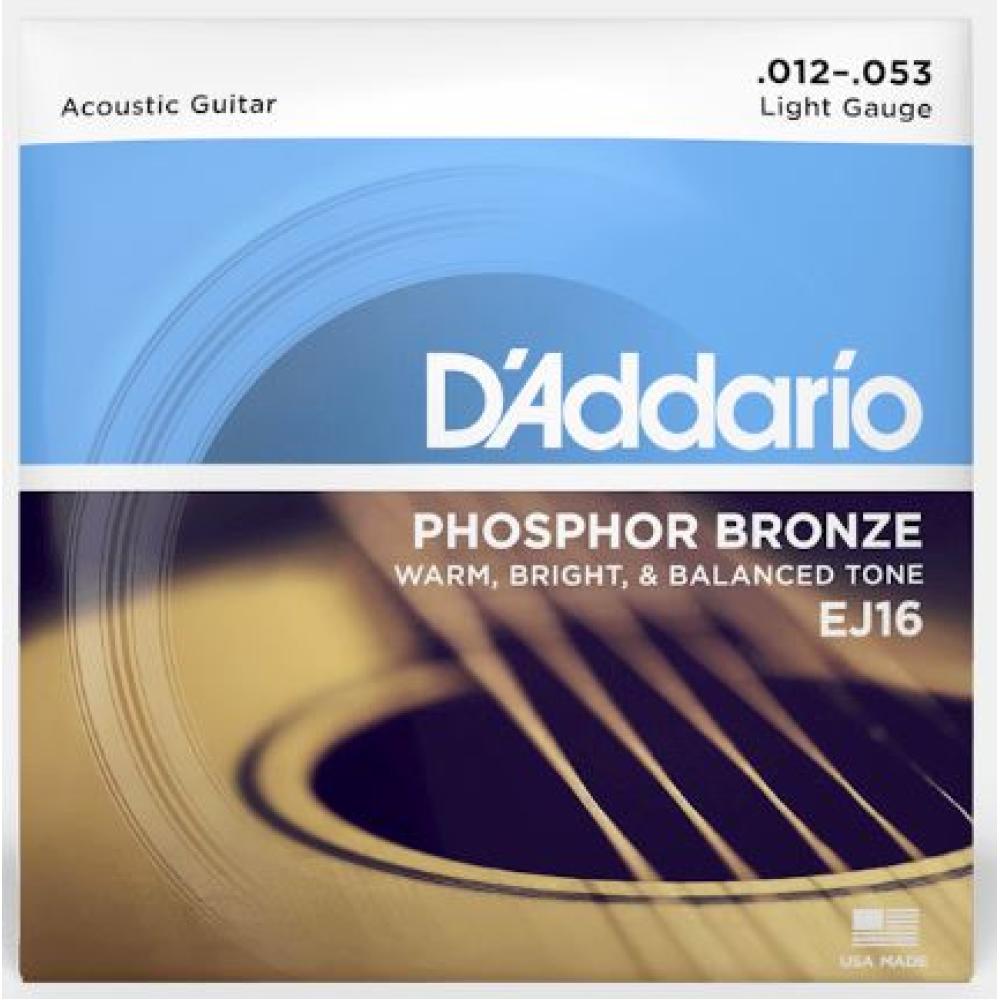Daddario EJ16  12-53 Light, Phosphor Bronze Acoustic Guitar Strings