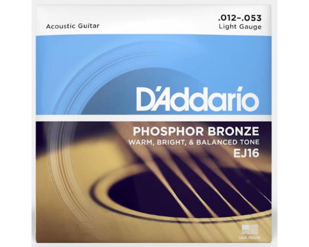 Daddario EJ16  12-53 Light, Phosphor Bronze Acoustic Guitar Strings