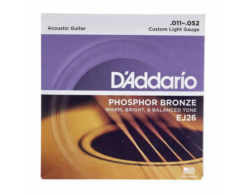 Daddario EJ26  11-52 Custom Light, Phosphor Bronze Acoustic Guitar Strings