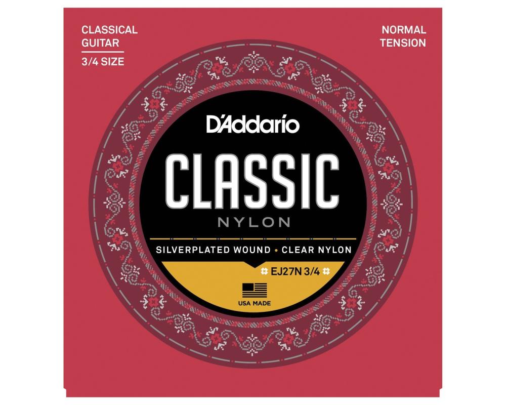 Daddario EJ27N 3/4  Normal Tension 3/4 Size, Classic Nylon Student