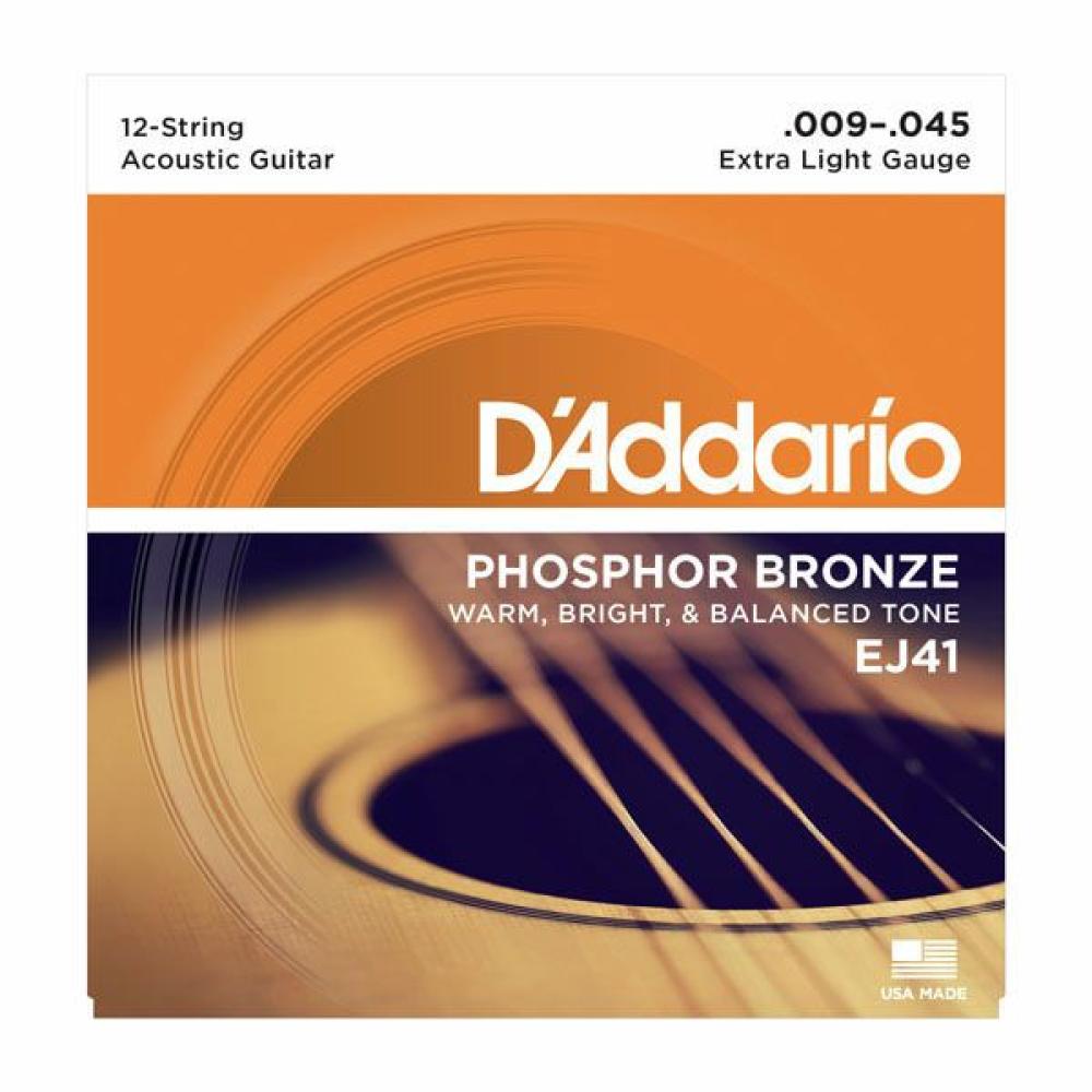 Daddario EJ41 09-45 Extra Light 12-String, Phosphor Bronze Ac. Guitar Strings