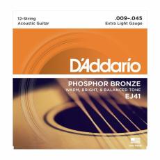 Daddario EJ41 09-45 Extra Light 12-String, Phosphor Bronze Ac. Guitar Strings
