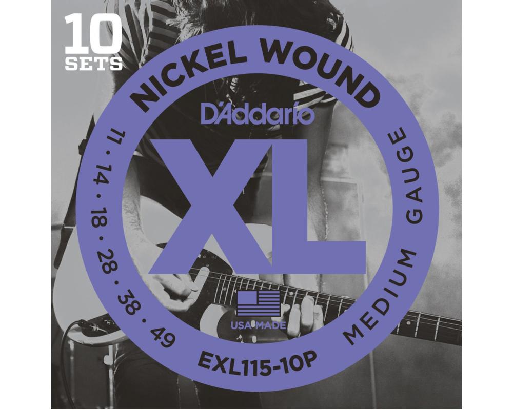 Daddario EXL115-10P 11-49 Medium, XL Nickel 10-Pack
