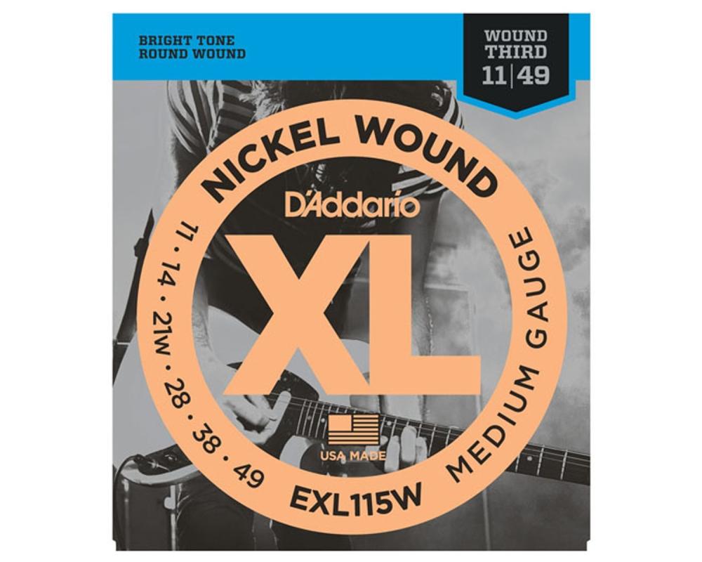 Daddario EXL115W 11-49 Medium Wound Third, XL Nickel