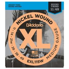 Daddario EXL115W 11-49 Medium Wound Third, XL Nickel