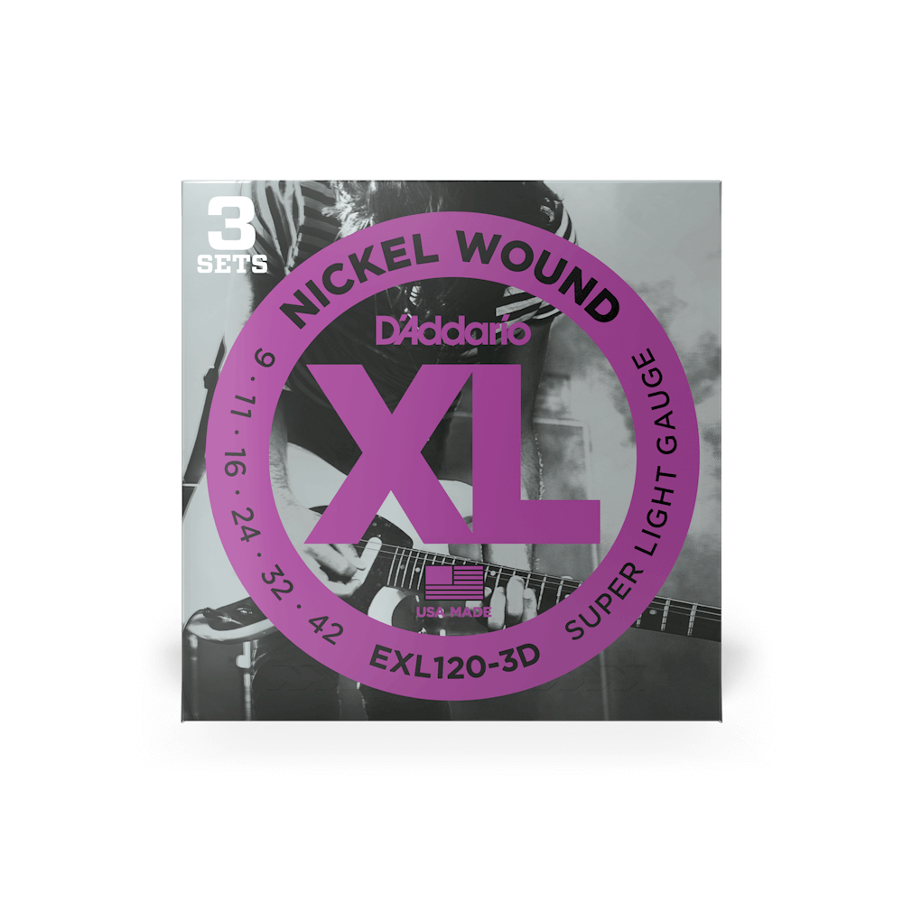 Daddario EXL120-3D 09-42 Super Light, XL Nickel 3-Pack
