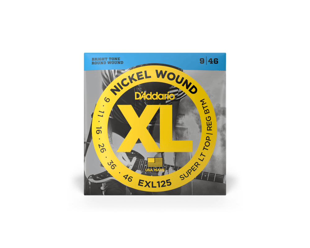 Daddario EXL125 - 9-46 Super Light Top/Regular Bottom, XL Nickel