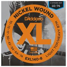 Daddario 10-74 Light Top/Heavy Bottom 8-String, XL Nickel Elec. Guit. Strings