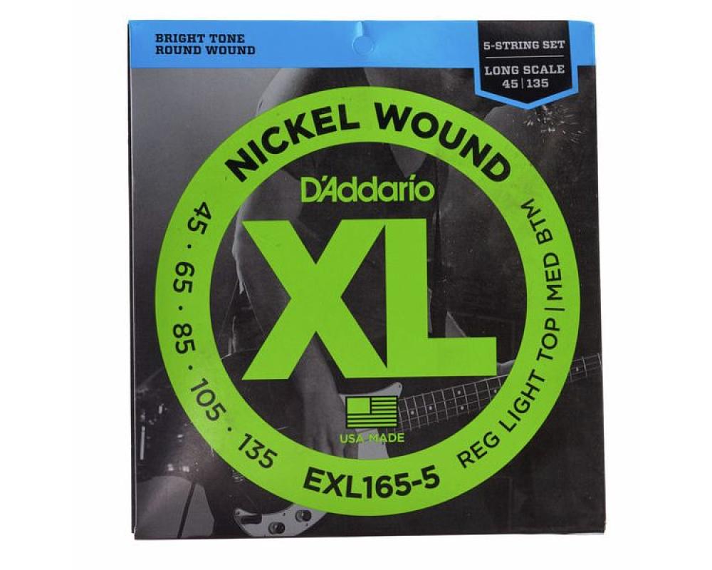 Daddario EXL165-5  45-135 Regular Light 5-String, Long Scale, XL Nickel