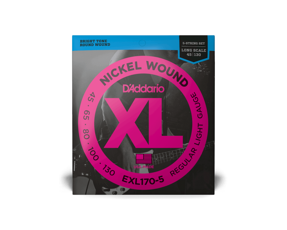Daddario EXL170-5  45-130 Regular Light 5-String, Long Scale, XL Nickel Bass