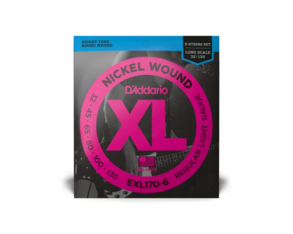 Daddario EXL170-6  32-130 Regular Light 6-String, Long Scale, XL Nickel