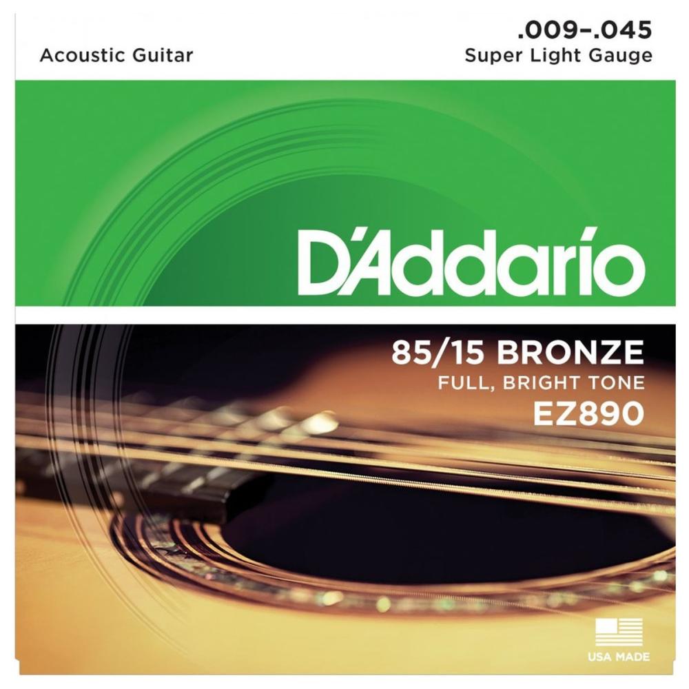 Daddario EZ890 85/15 Bronze Acoustic Guitar Strings, Super Light, 9-45