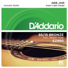 Daddario EZ890 85/15 Bronze Acoustic Guitar Strings, Super Light, 9-45