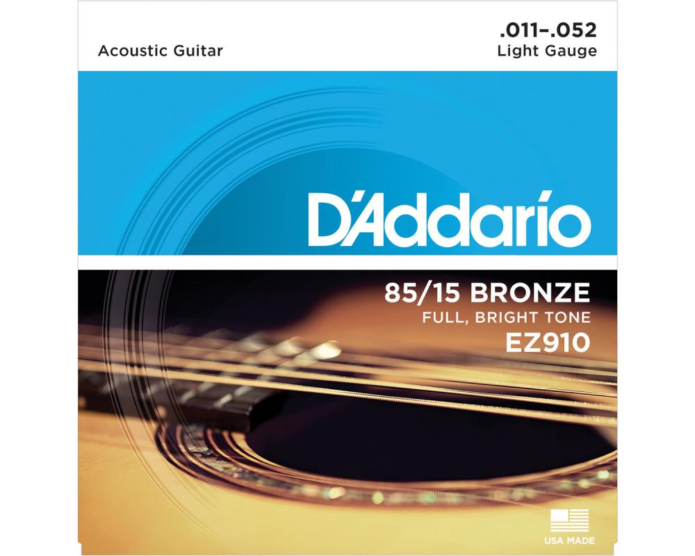Daddario EZ910 85/15 Bronze Acoustic Guitar Strings, Light, 11-52
