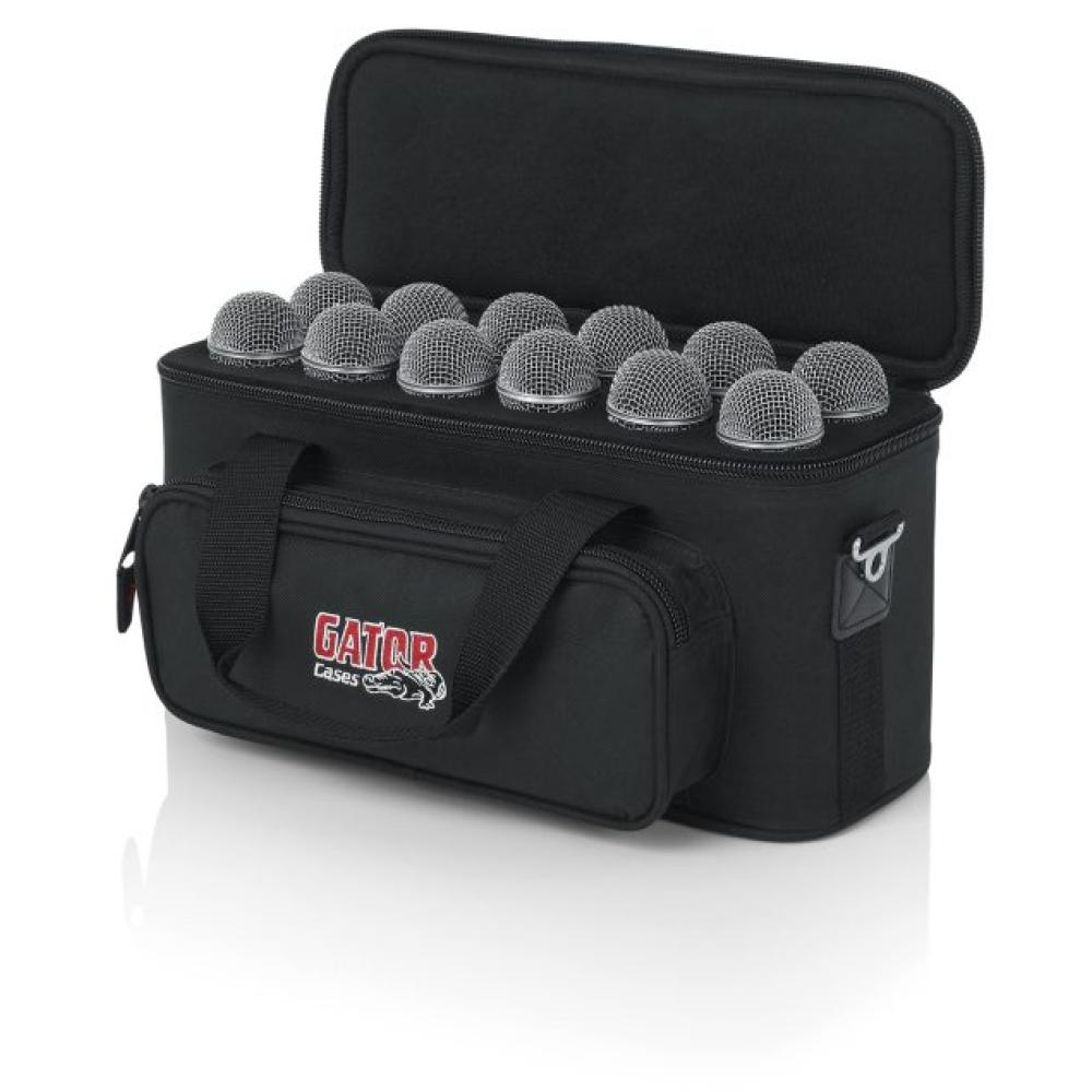 Gator GM-12B - Padded Bag for Up to 12 Mics w Exterior Pockets for Cables