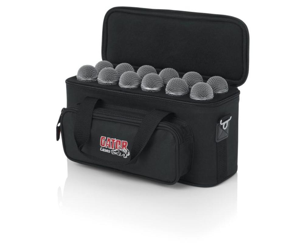 Gator GM-12B - Padded Bag for Up to 12 Mics w Exterior Pockets for Cables
