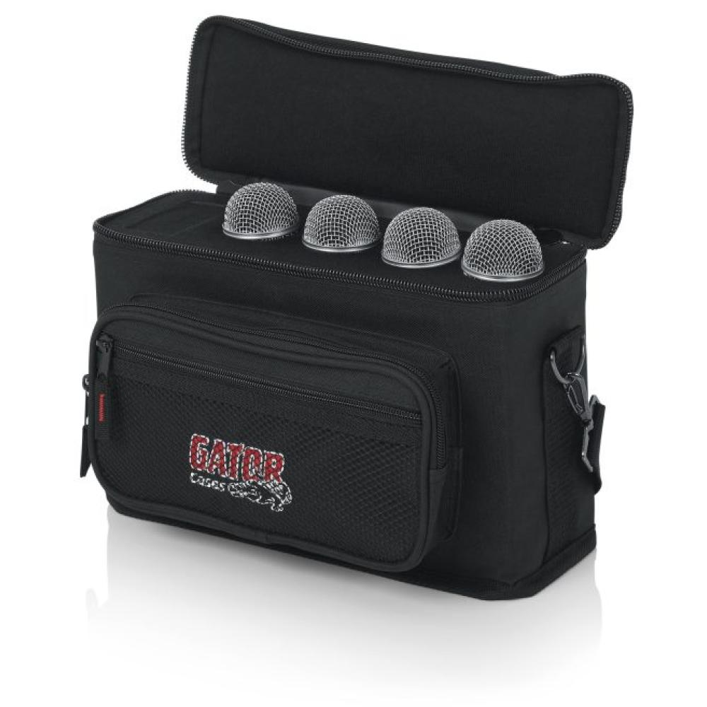 Gator GM-4 - Padded Bag for Up to 4 Mics w Exterior Pockets for Cables