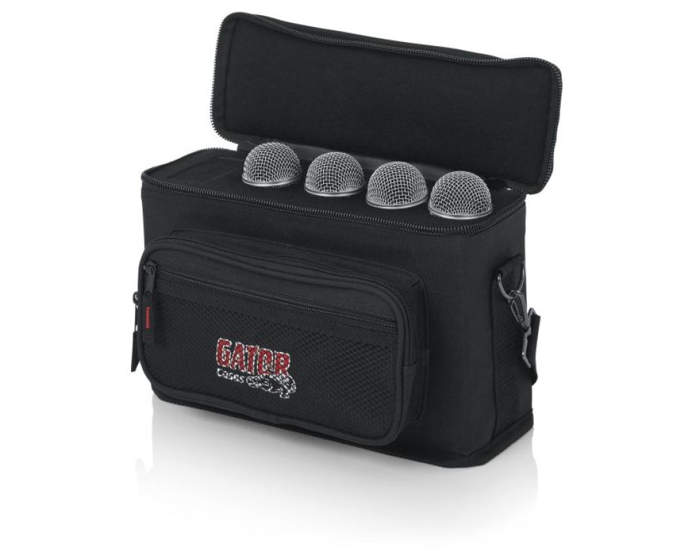 Gator GM-4 - Padded Bag for Up to 4 Mics w Exterior Pockets for Cables