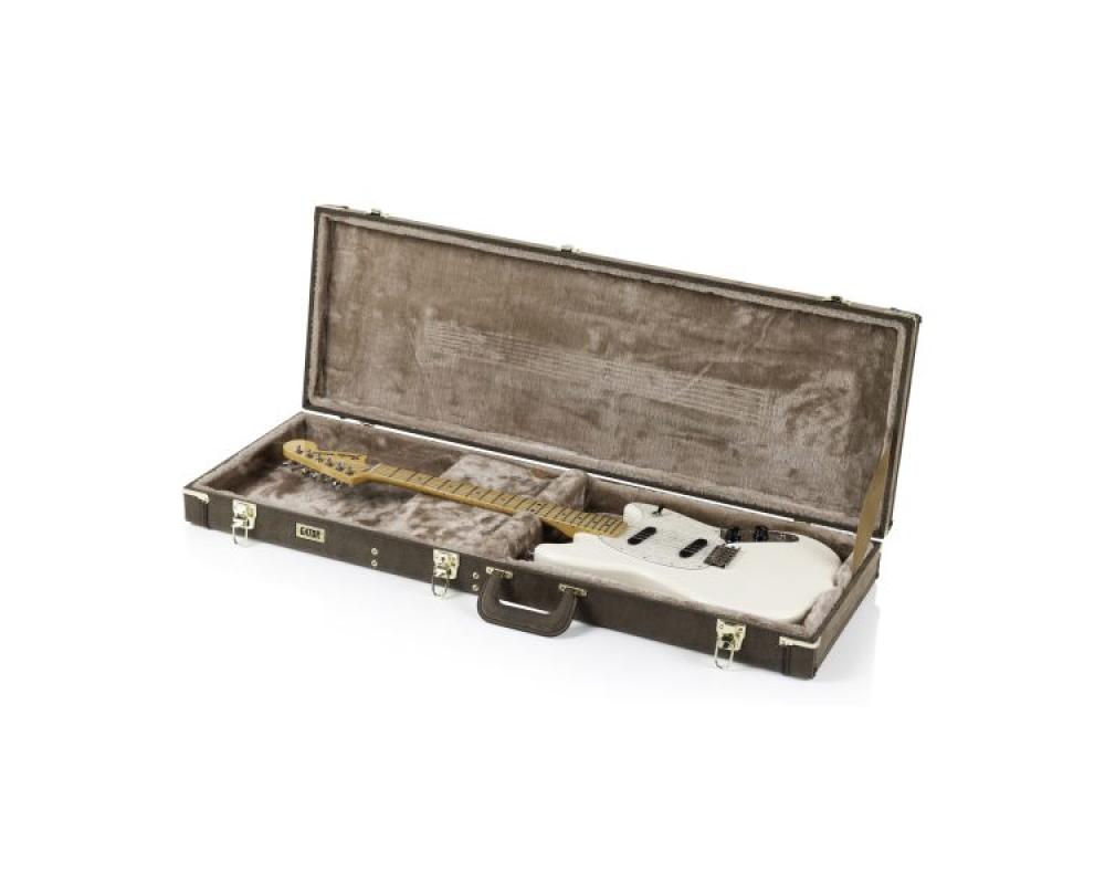 Gator GW-ELECT-VIN Deluxe Wood Case for Electric Guitars Vintage Brown