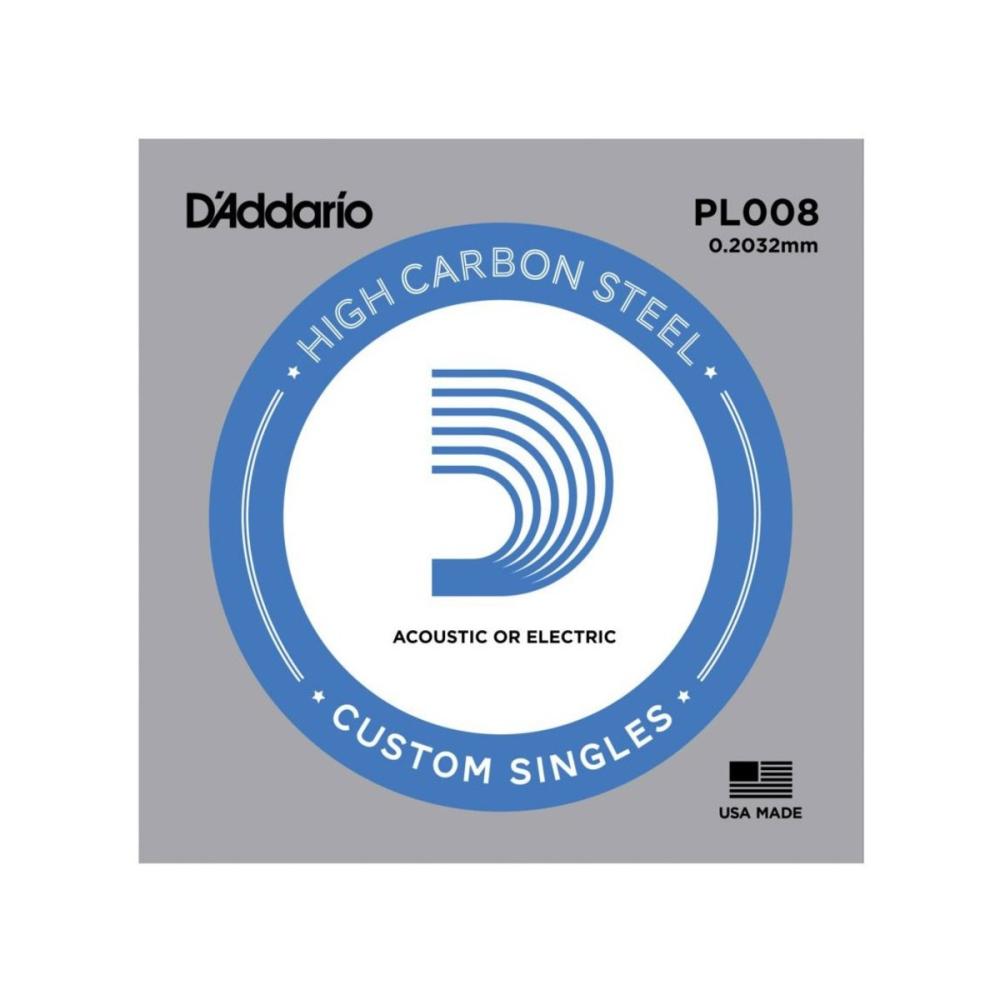 Daddario PL008 Plain Steel Guitar Single String, .008