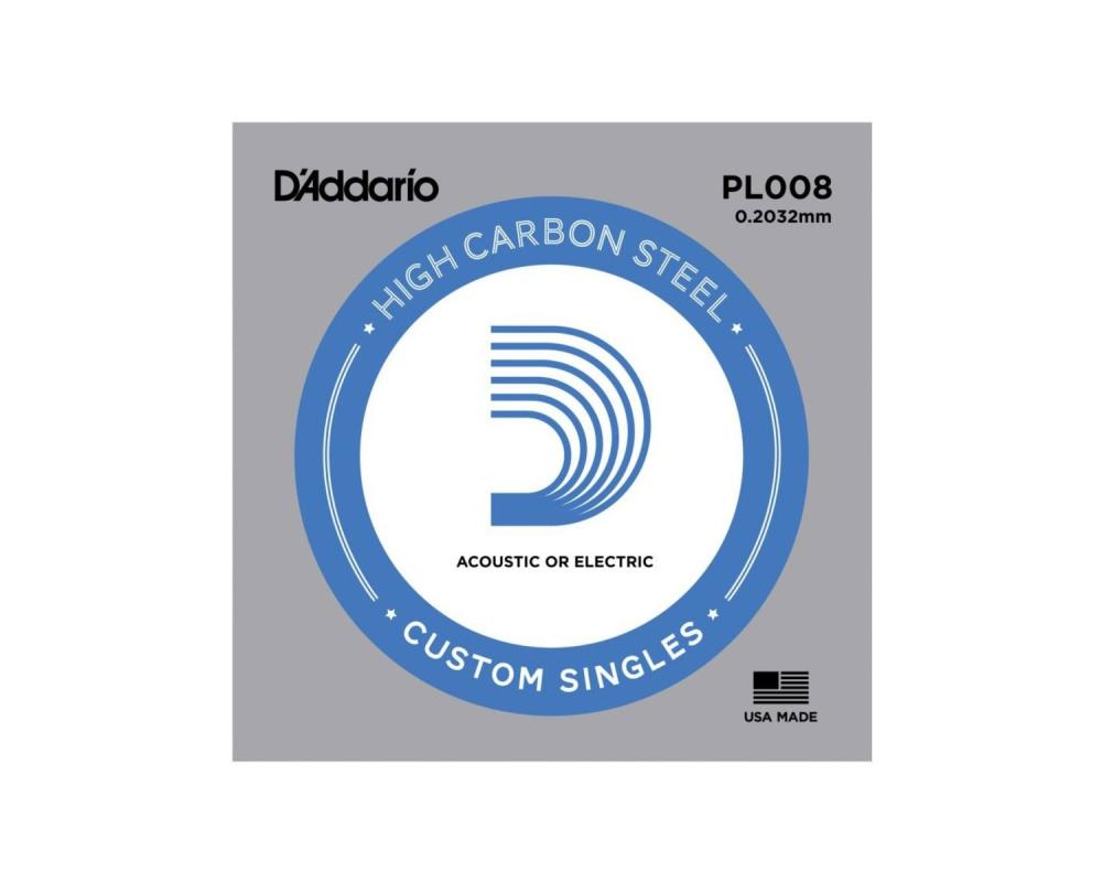 Daddario PL008 Plain Steel Guitar Single String, .008