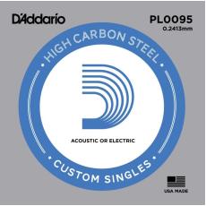 Daddario PL0095 Plain Steel Guitar Single String, .0095