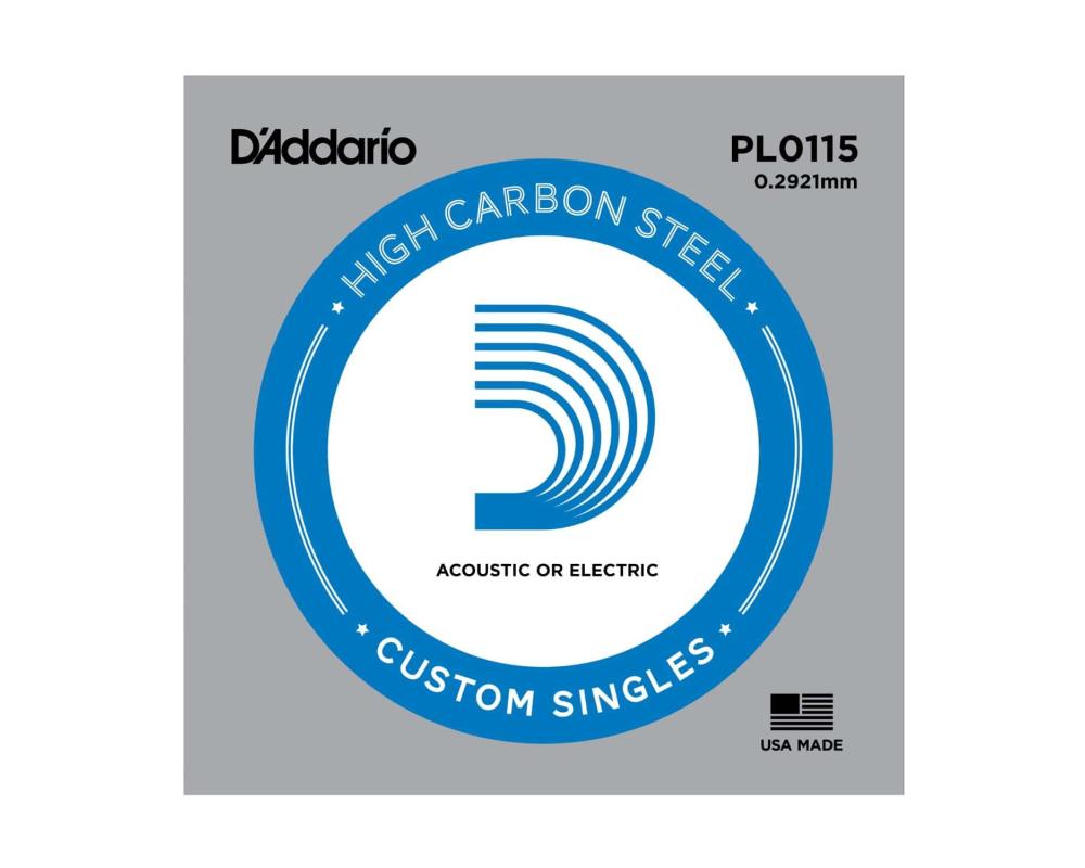 Daddario PL0115 Plain Steel Guitar Single String, .0115