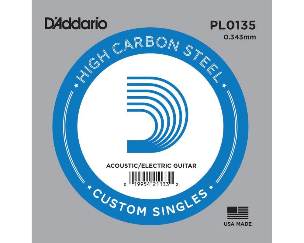 Daddario PL0135 Plain Steel Guitar Single String, .0135